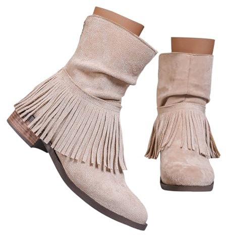 stivali donna con tacco numero 33,Stivali Donna Eleganti Vintage Stivali invernali Moda con Tacco Fodera in Ecopelle in Pelle Scamosciata a Metà Polpaccio Marroni Primavera/Autunno/inverno
