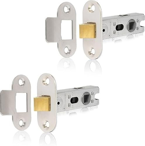 Euroart 75mm Nickel Plated Radius Tubular Latch (Pack of 2) – Durable Door Latches for Internal Wooden Doors, Smooth Action, Easy Installation, Modern Nickel Finish
