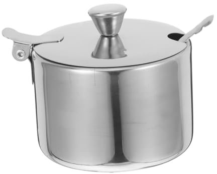 Cabilock 1 Jeu Sucrier En Inox Bocaux Avec Couvercles Pot Avec Distributeur D'épices Pot De Cassonade Petits Récipients à Condiments Avec Couvercles Silver Acier Inoxydable