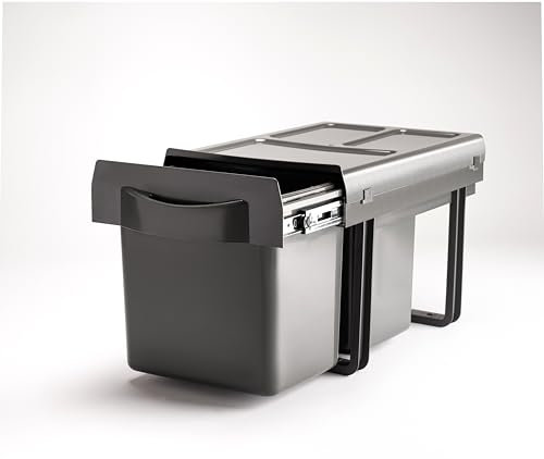 Generico Poubelle à encastrer pour cuisine, extractible, double seau. 32 litres (2 x 16L). Dimensions en cm : 51 x 34,1 x 35 h