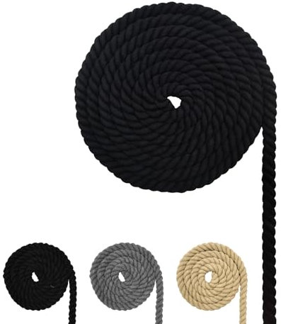 Baumwollkordel, Makramee-Garnseil, Verschiedene Größen Baumwollseil für DIY-Bastelarbeiten, Geschenke (Schwarz, 8mm(5M))