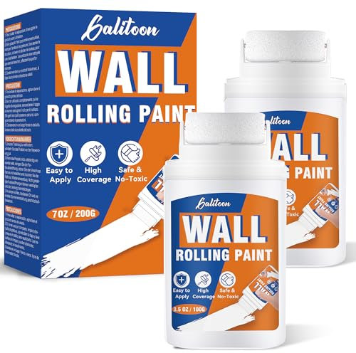 White Paint for Walls, Quick Drying Water Based Wall Repair Roller Brush, Integrated Wall Repair Paint Roller Kit for Easy DIY, Graffiti and Stain Covering, Roller Paint Filler for Walls (200G)
