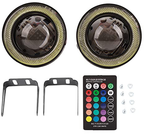 2 piezas de luz antiniebla Angel Eye para coche, luz antiniebla LED RGB de 30 W para coche, anillo de halo de ojo de ngel COB redondo, lmpara superbrillante con control remoto