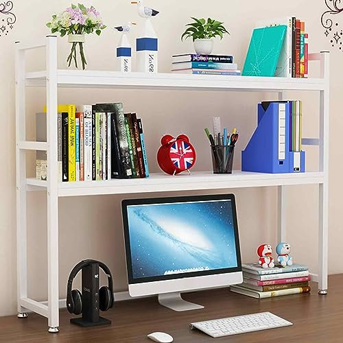 WTLONBF Narrow Ladder Bookcase Desk, Desktop Bookshelf Organizer, Dorm Room Desk Hutch, DIY Storage, Solid Steel Frame, with Installation Tools, Easy to Assemble