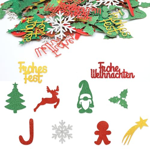 100 Stück Tischdeko Weihnachten Streudeko Weihnachten Konfetti Glitzer für Weihnachten Deko Tischdeko DIY Handwerk