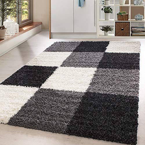 HomebyHome Shaggy Teppich Läufer Flur 80 x 250 cm - Shaggy Teppich Hochflor Schwarz Extra Weich und Flauschig - Bettvorleger Teppiche für Schlafzimmer - Waschbarer Küchenläufer - Carpet, Halı, Kilim