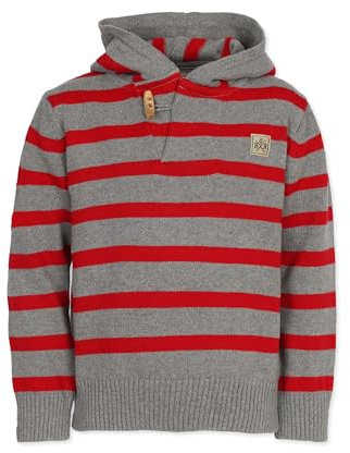 Band of Rascals Kinder Strickpullover Bars Strick aus Bio-Baumwolle, red-Grey, Gr. 140