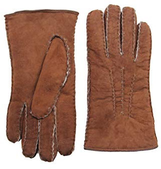 YISEVEN Damen Curly Shearling Handschuhe Neuseeland Lammfell Handarbeit mit Gefüttert Elegant Winter Autofahrer LederHandschuhe Geschenke, Dunkelbraun S