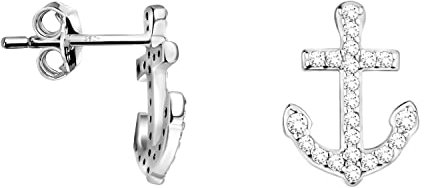 SOFIA MILANI - Damen Ohrringe 925 Silber - mit Zirkonia Steinen - Anker Ohrstecker - 20615