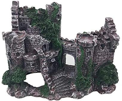 Yimaa Große Aquarium-Dekoration Burg Aquarium Dekorationen große Harzkoralle Burg Ornamente Fisch Haus Rasse Tank Dekor für Marine Betta Fisch Tank Landschaft