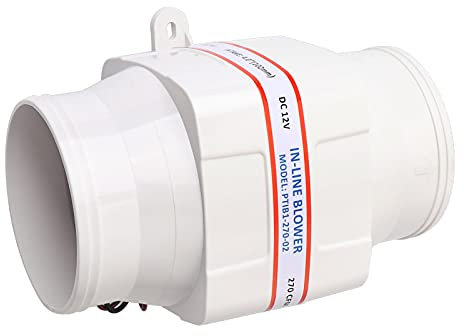 Wakects Rohrventilator, Fan Belüftung Boot Wohnmobil, 4In In-Line Marine Bilge Luftgebläse Mute Starker Ventilator für Yacht Caravan,Kanalventilator 102 mm