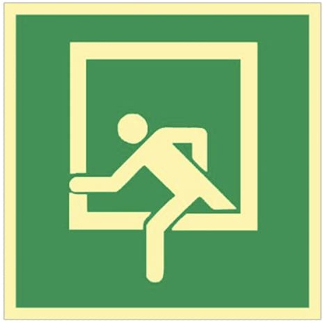 Fluchtfenster Rettungsfenster Notausstieg Schild KNS Kunststoff nachleuchtend