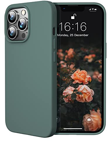 JASBON Ultra Dünn Fit iPhone 13 Pro Hülle Stoßfest Anti-Gelb Flüssig Silikon Schutzhülle und dennoch Slim Phone Case Gel Soft Touch Anti-Kratzer Vollschutz 6,1 Zoll Cover 2021-Kiefergrün