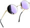 Joopin Occhiali da Sole da Uomo Donna Rotondi Polarizzati Protezione UV400 Vintage Specchio Piccoli Metallo Tondi Retro Occhiali da Sole (Montatura Oro Lente Viola)