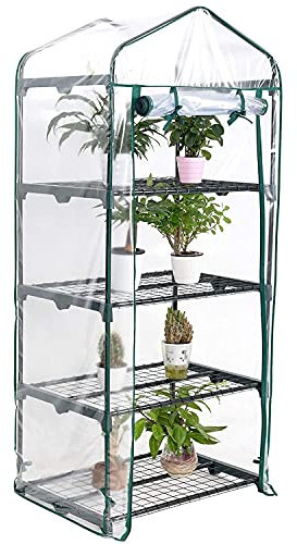 Display4top Mini-Gewächshaus, kleine Pflanzen-Gewächshäuser, mit transparenter Kunststoff-PVC-Abdeckung, für drinnen und draußen, Zelt, Garten, Gewächshaus (68 x 48 x 158 cm)