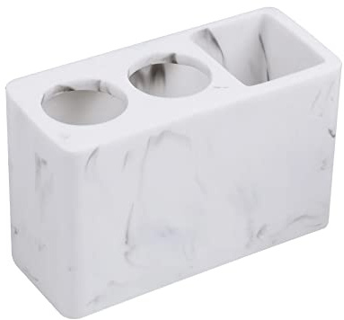 Support pour brosse à dents électrique aspect marbre pour salle de bain, dentifrice, comptoir pour rangement et organisation de salle de bain (1 pièce, blanc)