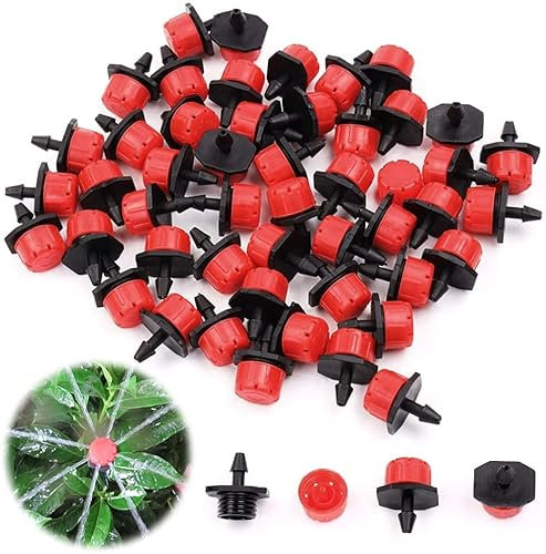Micro Aspersores De Riego,Taozoey 100 PCS Sistema De Riego Automático por Goteo Anti-Obstrucción,Ajustable Jardinería Flujo De Goteo Cabeza De Goteo,para Riego por Goteo De Parterres Y Plantas.