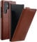 STILGUT Case Compatible with Samsung Galaxy S22 Ultra Case with Vertical Flap and Clip Closure Genuine Leather, Cognac