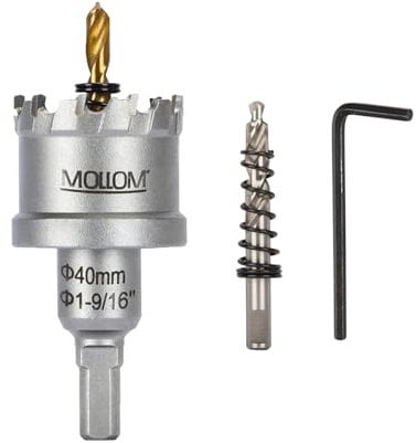 Mollom (40mm | 1-9/16'') Seghe a tazza in carburo pesante con 2 punte pilota, taglia acciaio inossidabile, acciaio dolce, ferro, rame, ottone, plastica