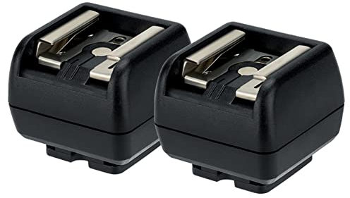 JJC Blitzschuh, Blitzschuh-Halterung, 2 Stück Standard-Blitzschuh-Adapter mit PC-Synchronisationsbuchsen für DSLR-Kameras, LED-Licht-Blitzschuh-Halterung und Basis für Blitzgeräte oder anderes