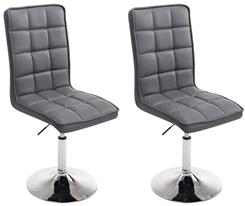 CLP 2er Set Esszimmerstühle Peking V2 Mit Polsterung I Drehbare Und Höhenverstellbare Lehnstühle Mit Kunstlederbezügen, Farbe:grau