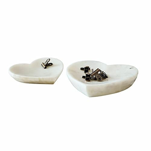 Loberon Seifenschale 2er Set Heart, Zwei Größen, Deko-Schalen in Herzform, für Seife oder Schmuckstücke, Dekoration, Wohn-Accessoire, Marmor, grau