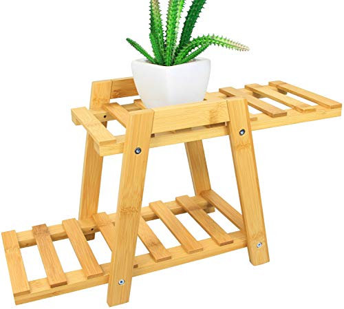 Woodquail 2 Tiers Plant Stand, Made of Natural Bamboo