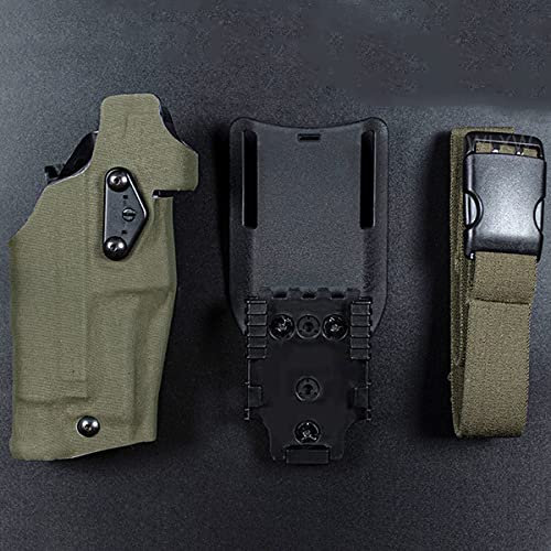 WLXW Tactical Airsoft Holster Airsoft Rechtshänder Holster Für Glock 17/19 Kompatibel Mit X300 Lights Holster QLS Quick Mount Adapter Leg Shroud Drop,Grün
