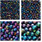 Set 275 Stück Tschechische Fire-Polished Glasperlen Rund 3mm, 4mm, 6mm, 8mm, Jet Iris Regenbogen