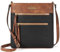 BOSTANTEN Damen Handy Umhängetasche Mittel, PU Leder Crossbody Bag Damen, Reißverschlusstasche Handtasche Damen Umhängetasche Schwarz Braun