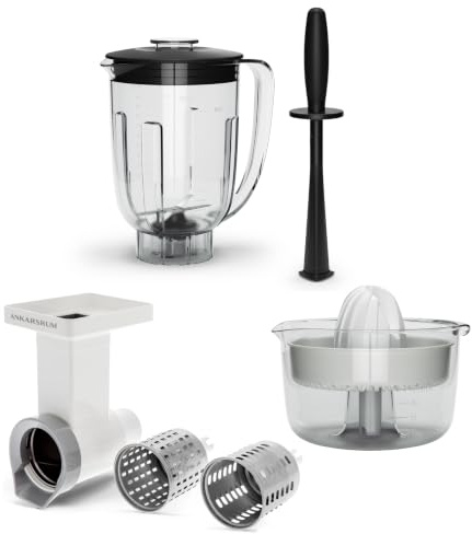 Ankarsrum GoGreen Package für Assistent Original 6230 | Küchenmaschinen Zubehör mit Gemüseschneider, Mixer & Zitruspresse, für Smoothies, Gemüse reiben & frische Säfte