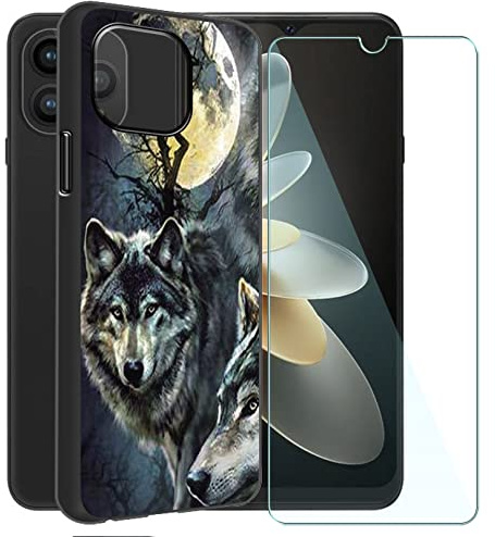 CAXKJE Handyhülle für Cubot P80 (6.58 Zoll) Silikon Hülle + Gehärtetes Schutzfolie,Schwarz TPU Weiche Schutzhülle,Bumper Case Handyhülle mit 9H Gehärtetes Glas Film - A24