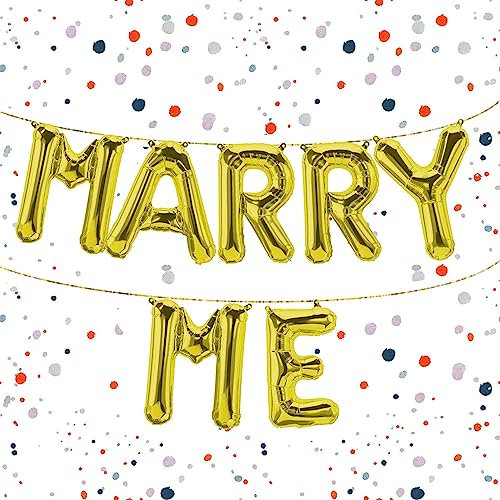 Kopper-24 Folienballon-Set Marry Me in Gold, 40 cm - Überrasche deinen Schatz mit einem romantischen Heiratsantrag - Zeige Deine Liebe auf besondere Weise