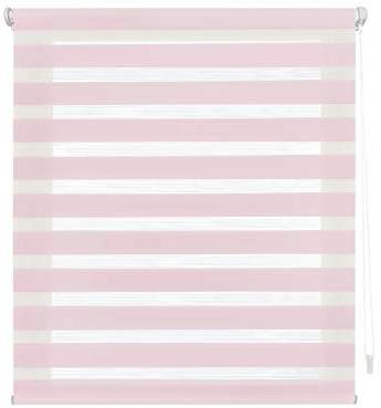 Decorblind Doppellagiges Rollo ohne Werkzeug und ohne Bohren, Maße Rollo: 120 x 180 cm Breite x Länge/Stoffmaß 117x175 cm - Tages- und Nachtrollo, Rosa, für Fenster