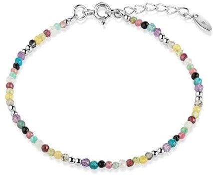 MATERIA by Matthias Wagner Edelstein Armband Damen bunt 16-18,5cm mit Verlängerungskette SA-24