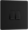 BG Electrical Double Wall Light Switch, 2 Way, Screwless Front Plate, Slim Profile, Premium Flatplate, Matt Black, 20A, 16AX, FFB42