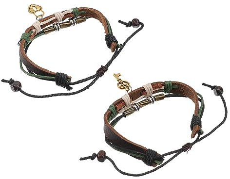 Abaodam 1 Paar Paar Lederarmband Wikinger Schmuck Männer Geschenk Für Männer Punk Geflochten Handgelenksseil Stricken Kettenarmband Schreibt Student Handschlaufe Persönlichkeit Wachslinie