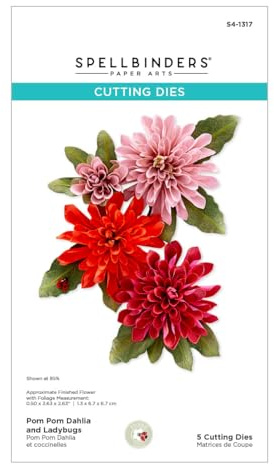 Pom Pom Dahlia and Ladybugs Etched Dies from The Birds & Bees Garden Collection by Susan Tierney-Cockburn