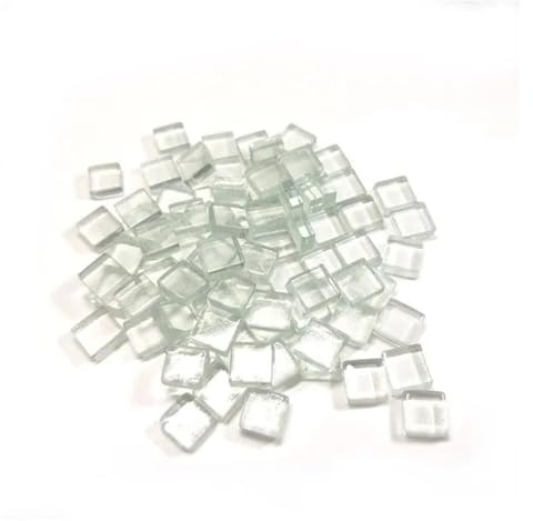 Tesselles mosaique 100 pièces, carreaux de mosaïque en verre carrés de 1 cm, matériaux de processus de mosaïque à faire soi-même Mosaique verre (Color : Transparent)
