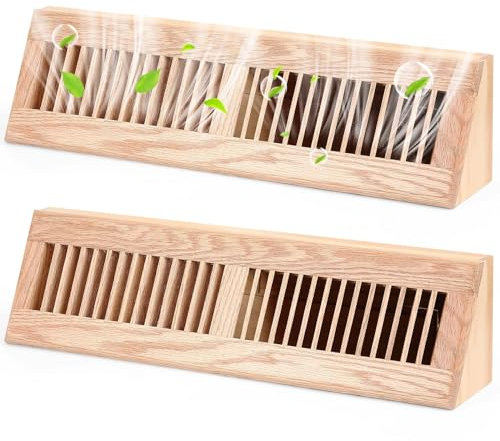 Glooglitter Bodenleisten-Register aus Holz, dekoratives Holz, vorlackiert, rote Eiche, Diffusor, Luftzufuhr, HVAC, Sockelleiste, Lüftungsabdeckungen für Zuhause, 45,7 cm, 2 Stück