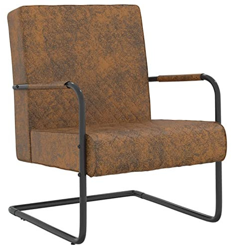 Camerina Freischwinger Braun Stoff Vintage mit Armlehne Schwingerstuhl Esszimmer Stuhl