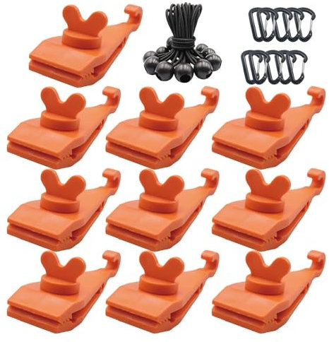 Meindin Tarp Clamps with Hook - Outdoor Adjustable Tarp Clamps - Ergonomic Tent Clips for Securing Photos, Nylon Tarp Clip for Car, Tarp, Banners