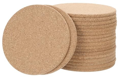 sourcing map 198pcs Cork Coaster for Drinks, 4 Inches Round Cork Coasters Tea or Coffee Coaster for Cold Drink Wine Glass Cup Mug Office Home, Brown