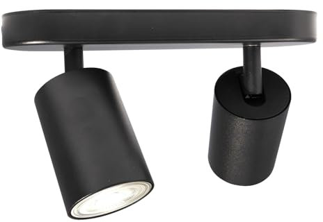 yeerockal Deckenstrahler Schwenkbar Deckenspot Zylinder Abnehmbar mit GU10 Fassung Schwarz | Ohne Lemmitle | 2 Flammig