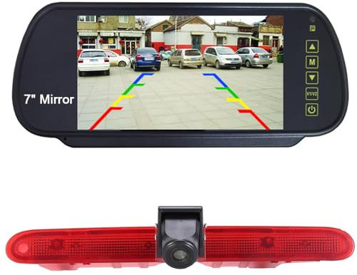 HD Bremsleuchte Rückfahrkamera Einparkkamera Einparkhilfen Mit winkelverstellbar Kompatibel mit Toyota Proace/Citroen Berlingo B9/Opel Combo/Limousine/Peugeot Partner Tepee/Rifter +7'' Autorückspiegel