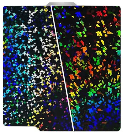 HIKUDIY 257 x 257 mm PEF + PEY piastra di costruzione per Bambu Lab A1/X1C/X1/X1E/P1P/P1S, coriandoli arcobaleno PEF + Galaxy PEY piastra in acciaio a molla per stampante 3D Bambu Labs