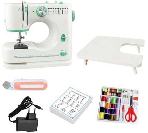 Nähmaschine, 12 Stiche Elektrische Nähmaschine Haushalts D12 Stiche Mini-Nähmaschine Multifunktionale Haushaltsnähmaschine mit Ausziehtisch EU Plug für Anfänger