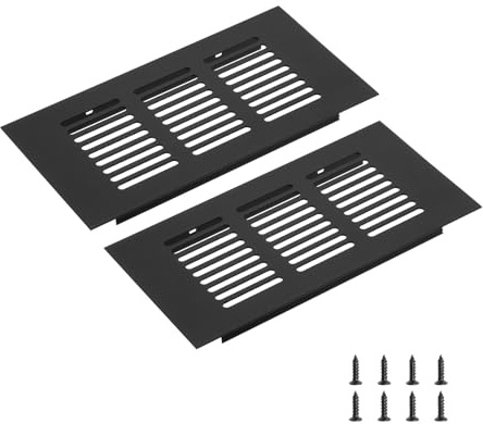 sourcing map Rectangle Ventilation Grille, Aluminum Alloy Mesh Air Vent Cover Louvered Ventilation Cover with Mounting Screws for Cabinet Shoe Closet (150x80mm/6x3, Black)