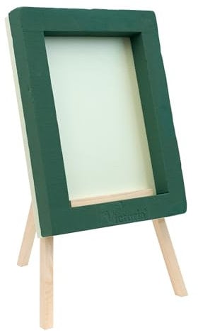 Nass Steckschaum Rahmen 35x44x6cm für A4 Foto mit Holzständer H.60cm - für Profi Floristen & Hobby Bastler - Frischblumen Steckschwamm - Blumen Steckmasse - Floristik Zubehör & Floristikbedarf - Grün
