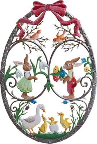 Wilhelm Schweizer Fensterbild Hasen und Enten aus Zinnlegierung - Wandbild - Bauernhaus, Garten - Wohnzimmer